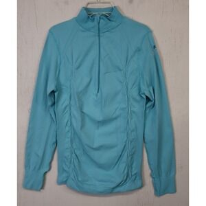 Goode Rider Womens Equestrian Riding Long Sleeve Shirt Size M Blue 1/4 Zip